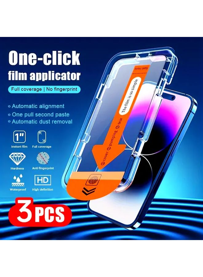 iPhone 15 Tempered Glass Screen Protector 3 Pack Anti Fingerprint Full Coverage - Image 1